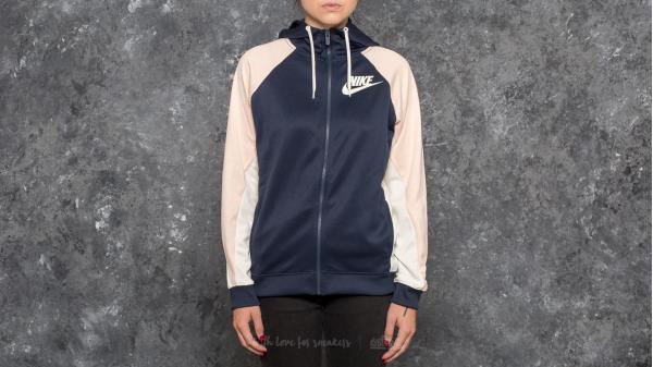 Nike Sportswear Full Zip PK CB Hoodie Obsidian/ Orange Quartz/ Sail