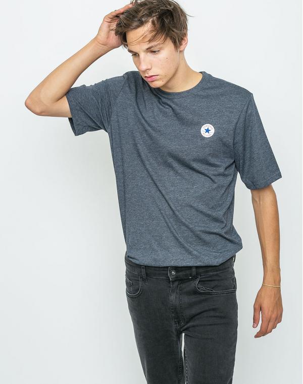 Jednobarevná Converse Core Left Chest CP Crew Dark Obsidian Heather