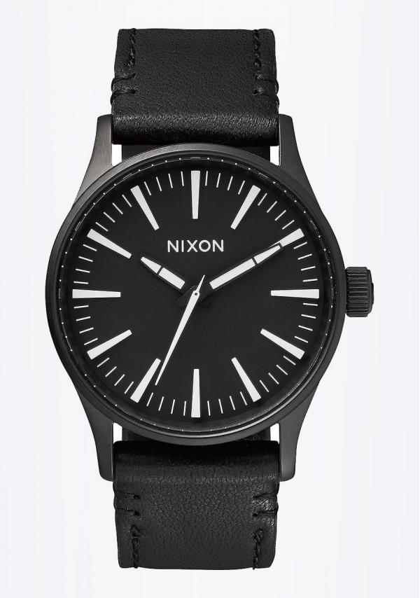 Hodinky Nixon Sentry 38 Leather Black/White