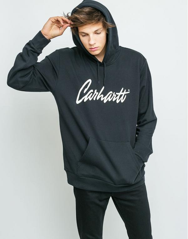 Mikina Carhartt WIP Hooded Stray Black / Wax