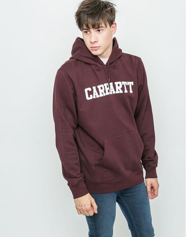 Mikina Carhartt WIP Hooded College Damson / White