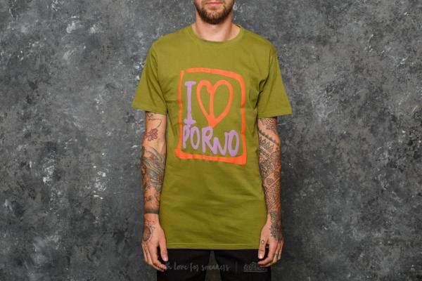 LIFE IS PORNO Tel Aviv Sticker Collection Tee Olive