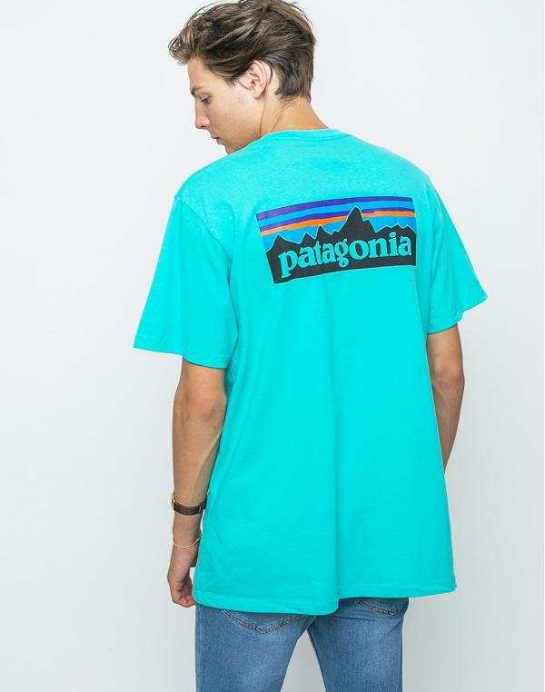 Logo tee Patagonia P-6 Logo Pocket Strait Blue