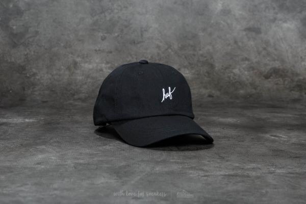 HUF Script Logo Curve Brim Cap Black/ White