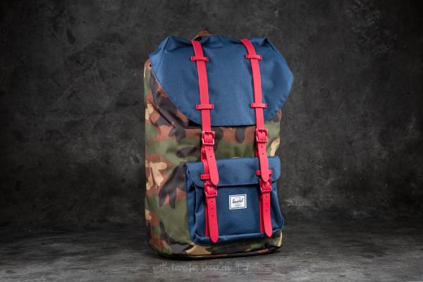 Herschel Supply Co. Little America Backpack Woodland Camo/ Navy/ Red Rubber