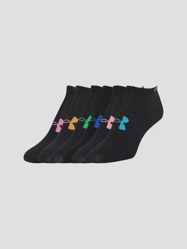 Ponožky Under Armour Girls Solid 6 Pks No Show Černá