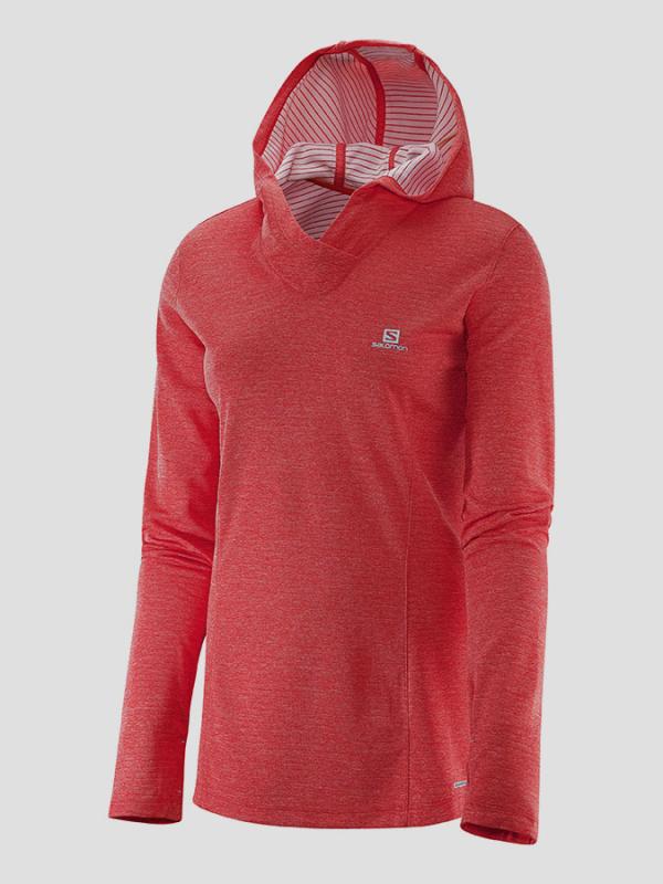 Mikina Salomon ELEVATE LS HOODIE W INFRARED Červená