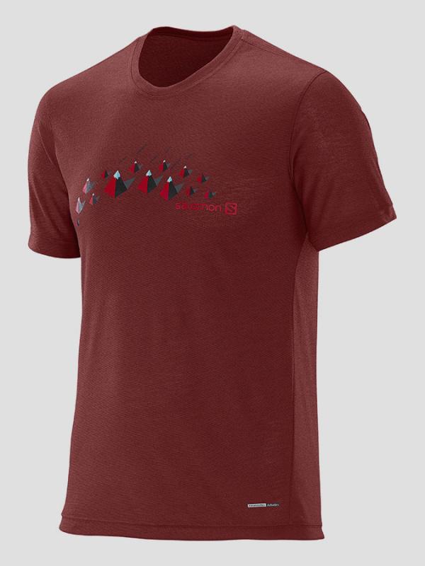 Tričko Salomon EXPLORE GRAPHIC SS TEE M BRIQUE-X Červená