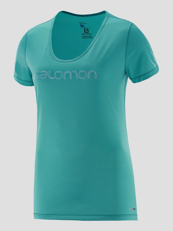 Tričko Salomon MAZY GRAPHIC SS TEE W TEAL BLUE F Zelená