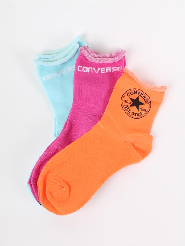 Ponožky Converse 3 Pack Women Quarter Stamp Logo Flat Knit Oranžová