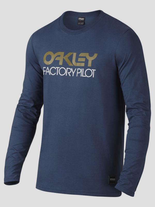 Tričko Oakley FP LOGO L/S TEE Modrá