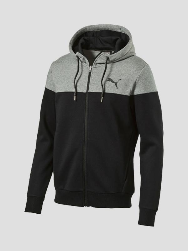 Mikina Puma Alpha Block FZ Hoody FL Cotton Black Černá