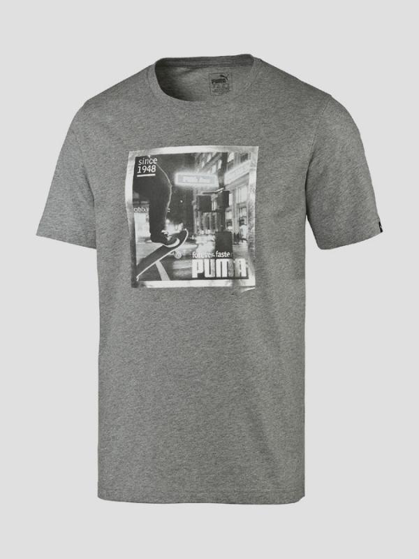 Tričko Puma Street Skater Polaroid Medium Gray Heath Šedá