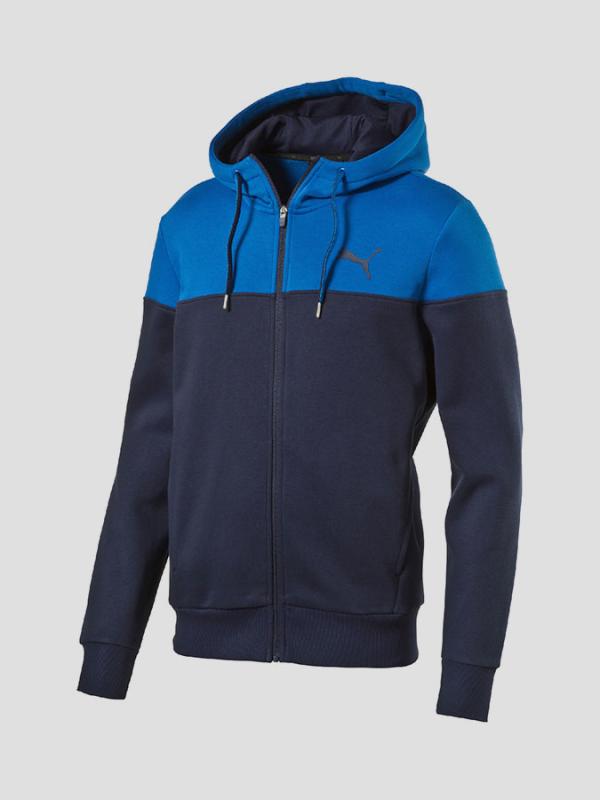 Mikina Puma Alpha Block FZ Hoody FL Peacoat Modrá