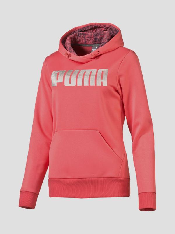 Mikina Puma ELEVATED Poly FL Hoody W Sunkist Coral Růžová