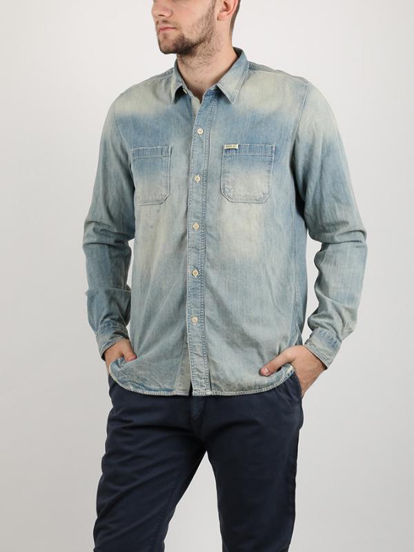 Košile Replay CHECKED FLANNEL TWILL Modrá
