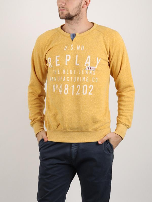 Mikina Replay POLY-COTTON FLEECE Žlutá