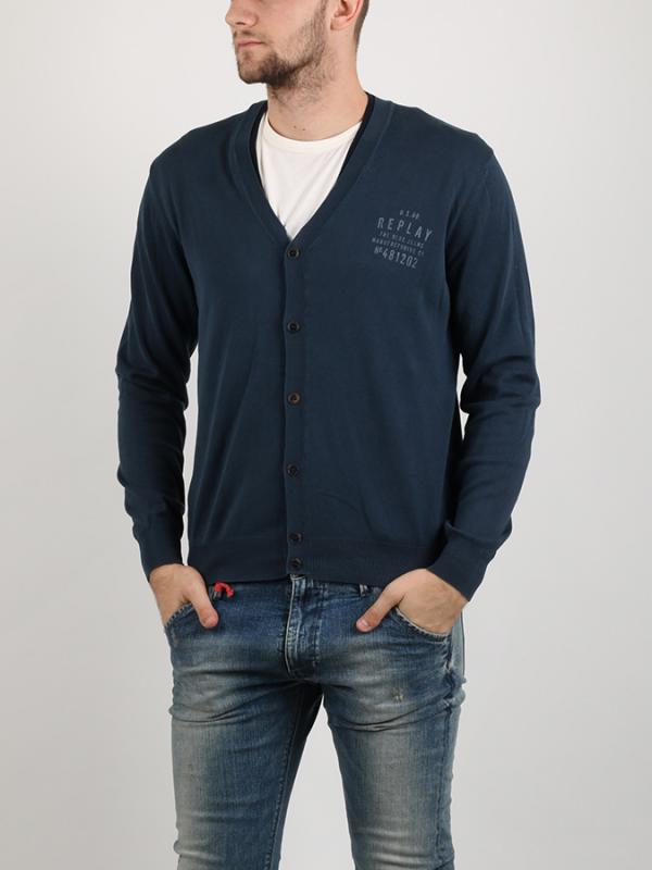 Svetr Replay GARMENT DYED COTTON Modrá
