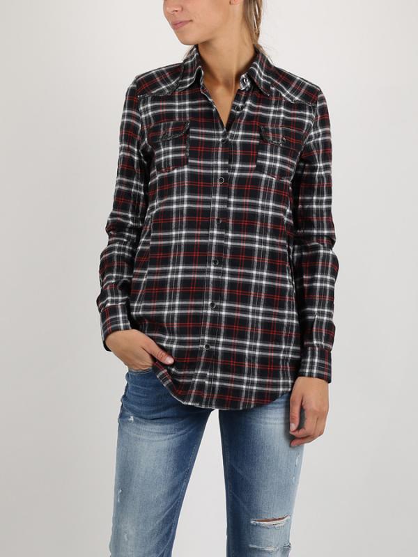 Košile Replay Y/D CHECK HERRINGBONE TWILL Barevná