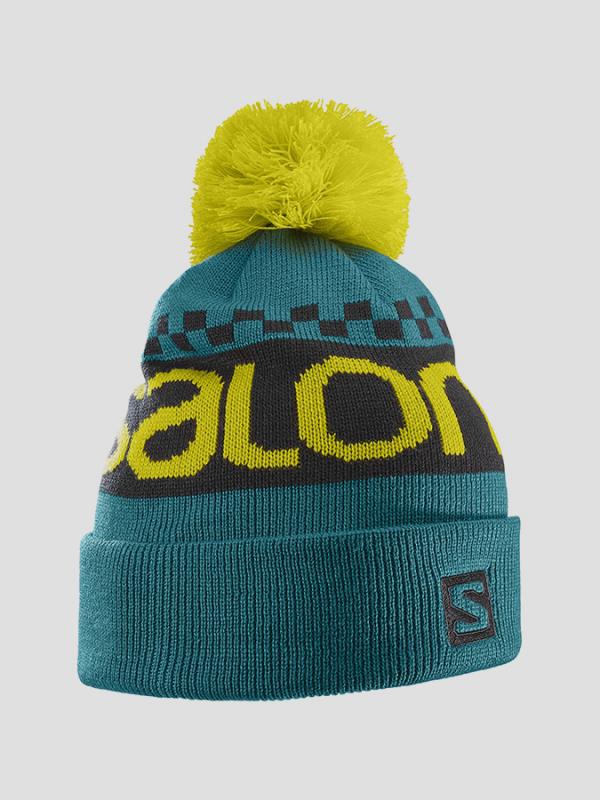 Čepice Salomon FREE BEANIE Blue Steel/BLACK/ALPHA YELL Zelená