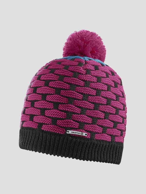 Čepice Salomon POLY BEANIE BLACK/Gaura Pink/Kouak Blue Růžová