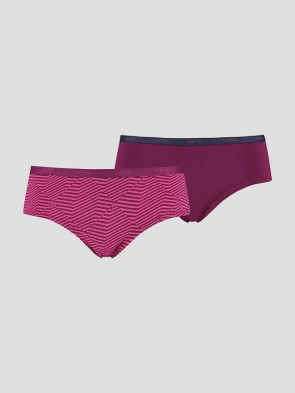 Kalhotky Puma ANGLE STRIPED HIPSTER 2Pack magent Barevná