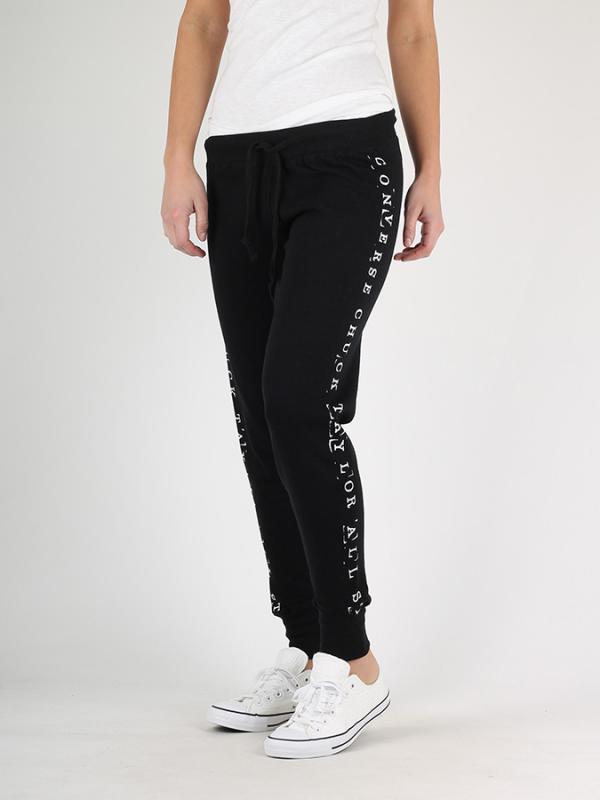 Tepláky Converse TEXT PRINT PANT Černá
