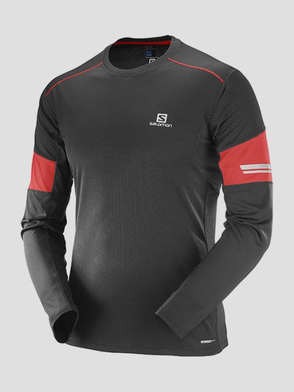 Tričko Salomon AGILE LS TEE M Black/Matador Černá