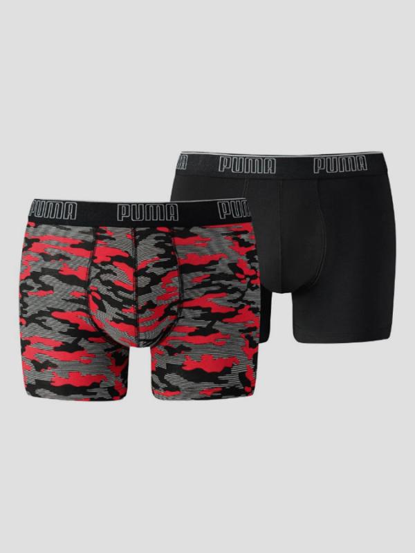Boxerky Puma CAMO PRINT BOXER 2 Pack red Barevná