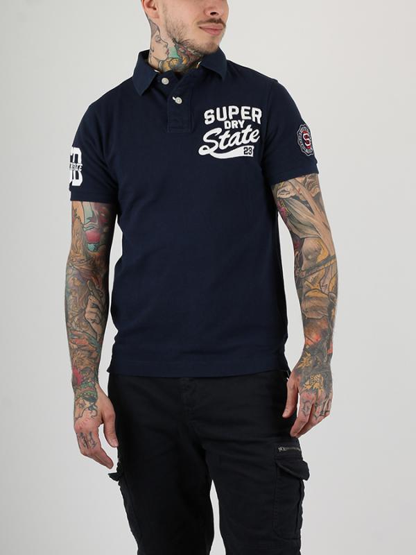 Tričko Superdry SUPER STATE S/S PIQUE POLO Modrá