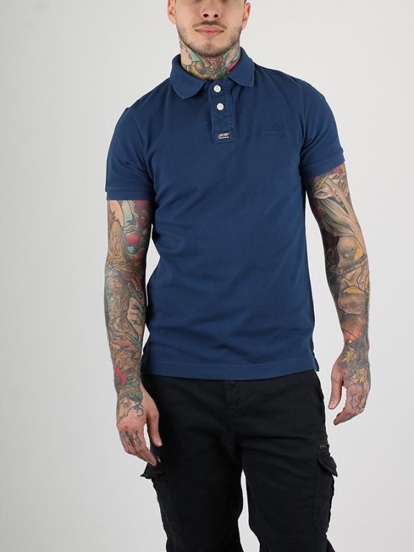Tričko Superdry VINTAGE DESTROYED S/S PIQUE PO Modrá