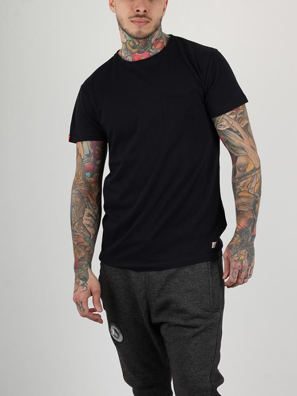 Tričko Superdry LITE LOOMED POCKET S/S TEE Černá