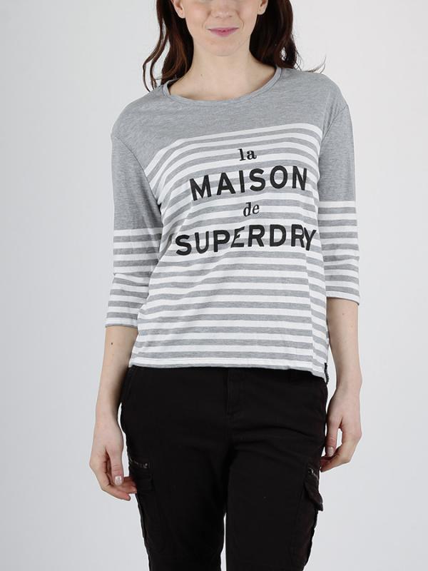 Tričko Superdry NORDIC BRETON TEE Šedá