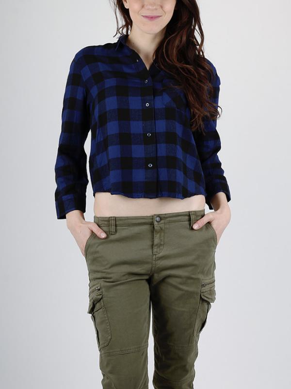 Košile Superdry CROPPED SHIRT Modrá