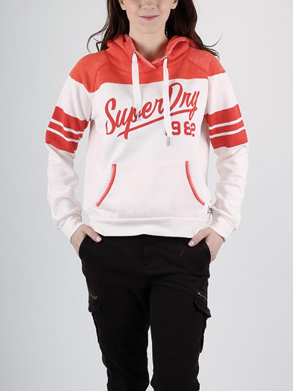 Mikina Superdry VINTAGE COLOUR BLOCK HOOD Bílá