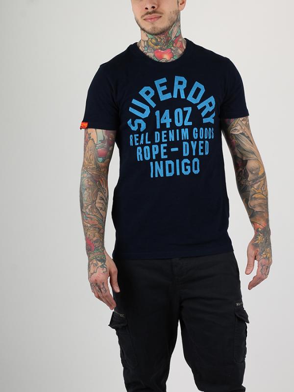 Tričko Superdry ROPE DYED INDIGO TEE Černá