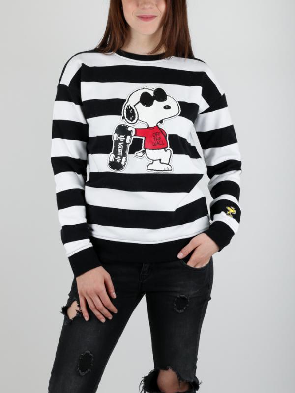 Mikina Vans Wm Joe Cool Crew White-Black Peanuts Černá