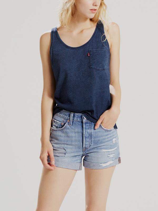 Tílko Levi's® THE PERFECT TANK DEEP MIDNIGHT INDIGO IN Modrá
