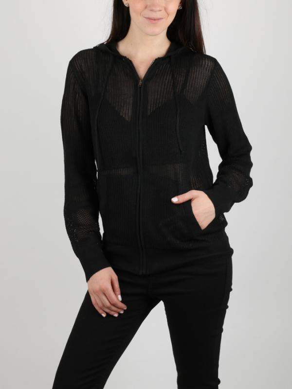 Svetr Alcott SLUB HOODY CARDIGAN WITH ZIP Černá
