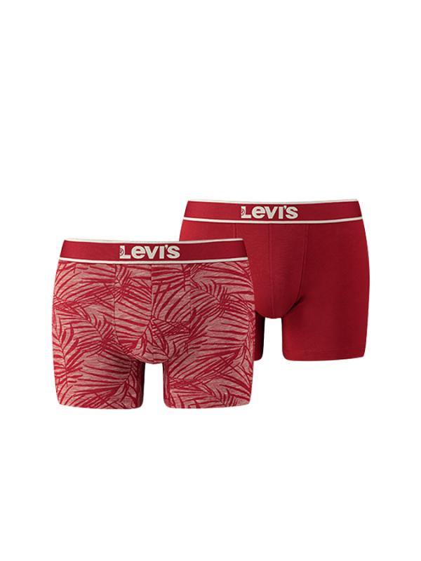 Boxerky LEVI'S 200SF MANDOLA LEAF PRINT BOXER BRIEF 2 Pack Červená