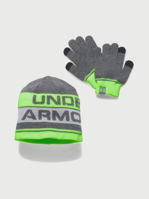 Čepice a rukavice Under Armour Boys Beanie Glove Combo 2.0 Šedá