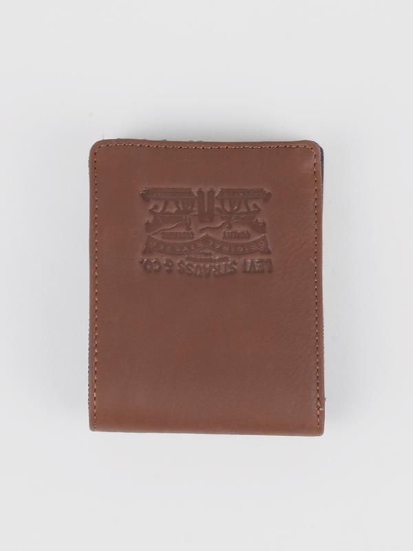Peněženka LEVI'S LEATHER & DENIM BIFOLD Hnědá