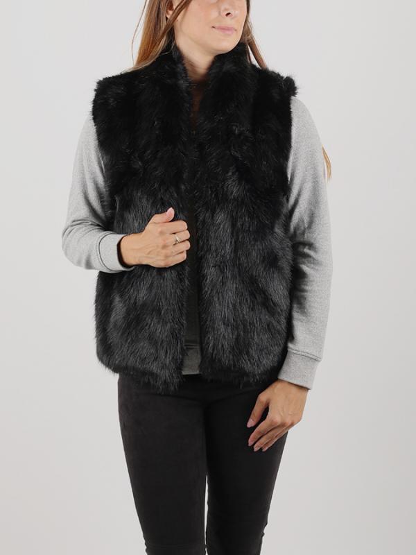 Vesta Superdry LUXE FUR GILET Černá