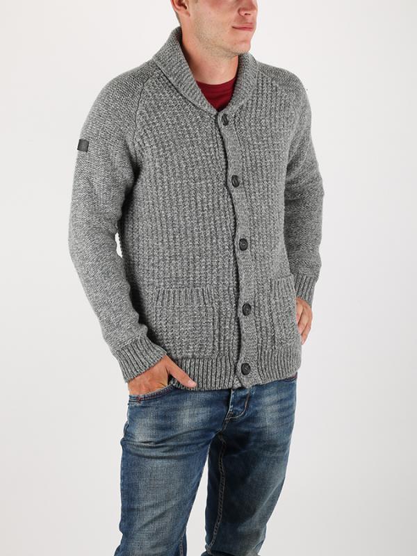 Svetr Superdry NORDIC TEXTURED CARDIGAN Šedá