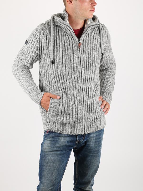 Mikina Superdry NORDIC ZIP THROUGH HOOD Šedá