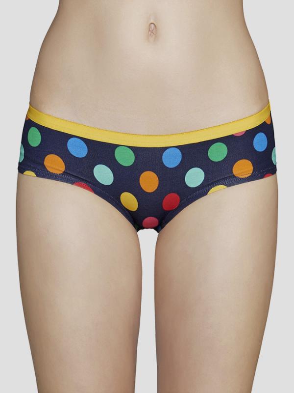 Kalhotky Happy Socks modré s barevnými puntíky vzor Big Dot Modrá