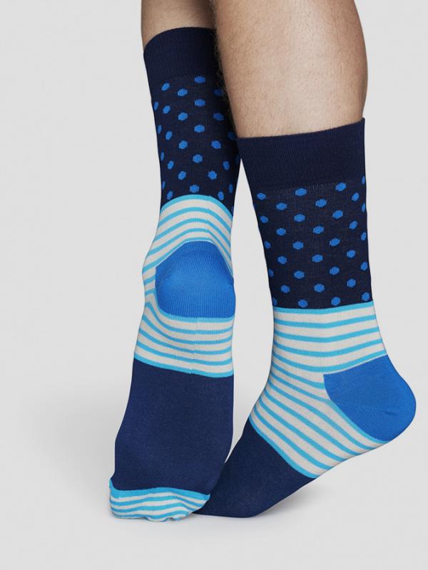 Ponožky Happy Socks modré se vzorem Stripe Dot Modrá
