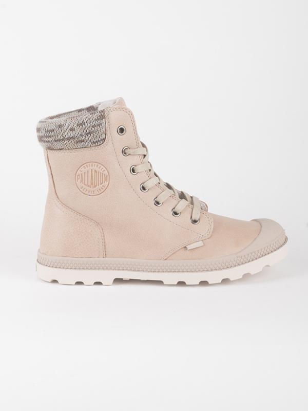 Boty Palladium Pampa Hi Knit Lp Taupe/Moonbeam Béžová