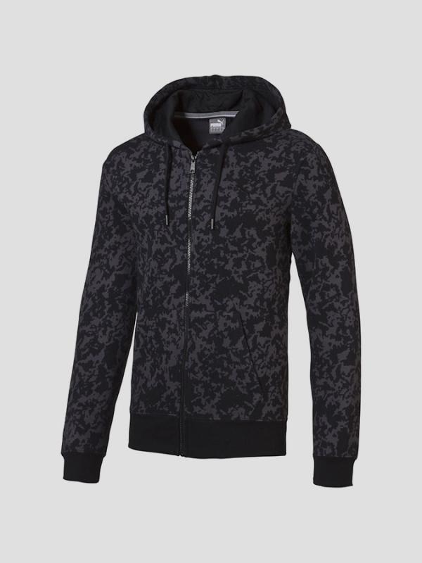 Mikina Puma FUN Graphic Hd. Sweat Jkt FL Černá