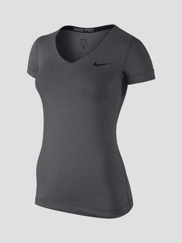 Tričko Nike PRO LS V-NECK Šedá